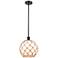Farmhouse 10"W Stem Hung Matte Black Mini Pendant w/ White and Brown S