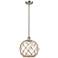 Farmhouse 10"W Stem Hung Satin Nickel Mini Pendant w/ Clear and Brown