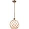 Farmhouse 10"W Stemmed Brushed Brass Mini Pendant w/ White and Brown S