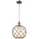 Farmhouse 10" LED Mini Pendant - Satin Nickel - Clear Glass - Brown