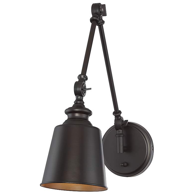 Image 1 Farmhouse 17" High Oil-Rubbed Bronze Adjustable Wall Sconce