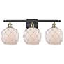 Farmhouse 26" 3-Light Black Brass Bath Light w/ White Rope Shade