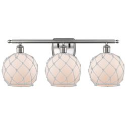 Farmhouse 26" 3-Light Brushed Nickel Bath Light w/ White Rope Shade
