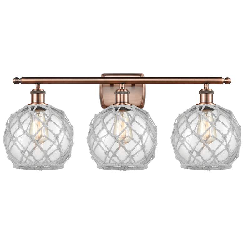 Image 1 Farmhouse 26" 3-Light Copper Bath Light w/ Clear & White Rope Shad