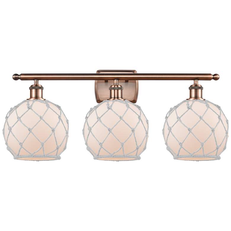 Image 1 Farmhouse 26" 3-Light Copper Bath Light w/ White Rope Shade