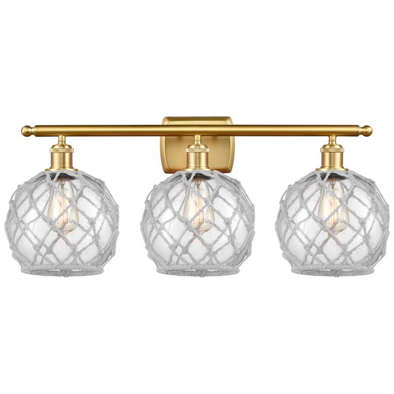 Image 1 Farmhouse 26 inch 3-Light Gold Bath Light w/ Clear Glass with White Rope S