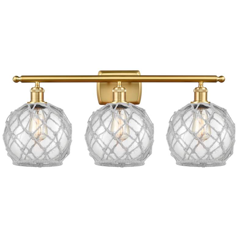 Image 1 Farmhouse 26" 3-Light Gold Bath Light w/ Clear Glass with White Rope S