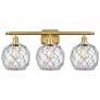 Farmhouse 26" 3-Light Gold Bath Light w/ Clear Glass with White Rope S
