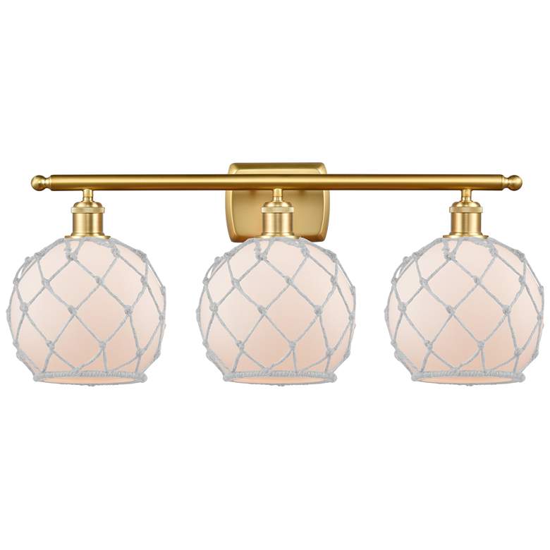 Image 1 Farmhouse 26" 3-Light Gold Bath Light w/ White Glass with White Rope S