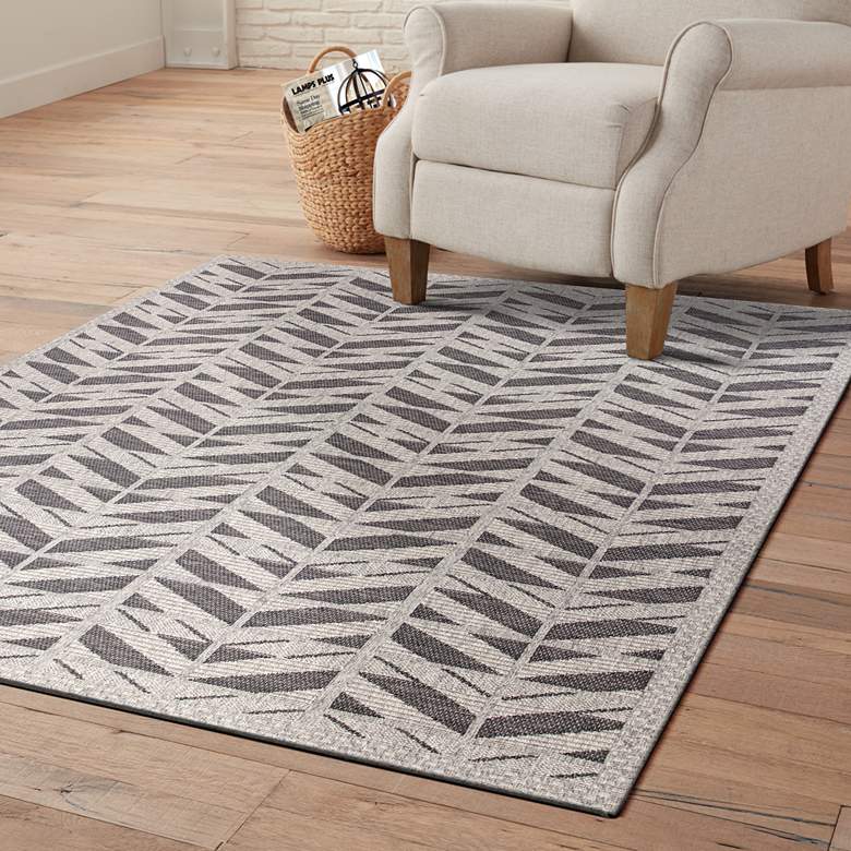 Image 1 Farmhouse 3200 5'x7'7" Gray Chevron Indoor-Outdoor Area Rug