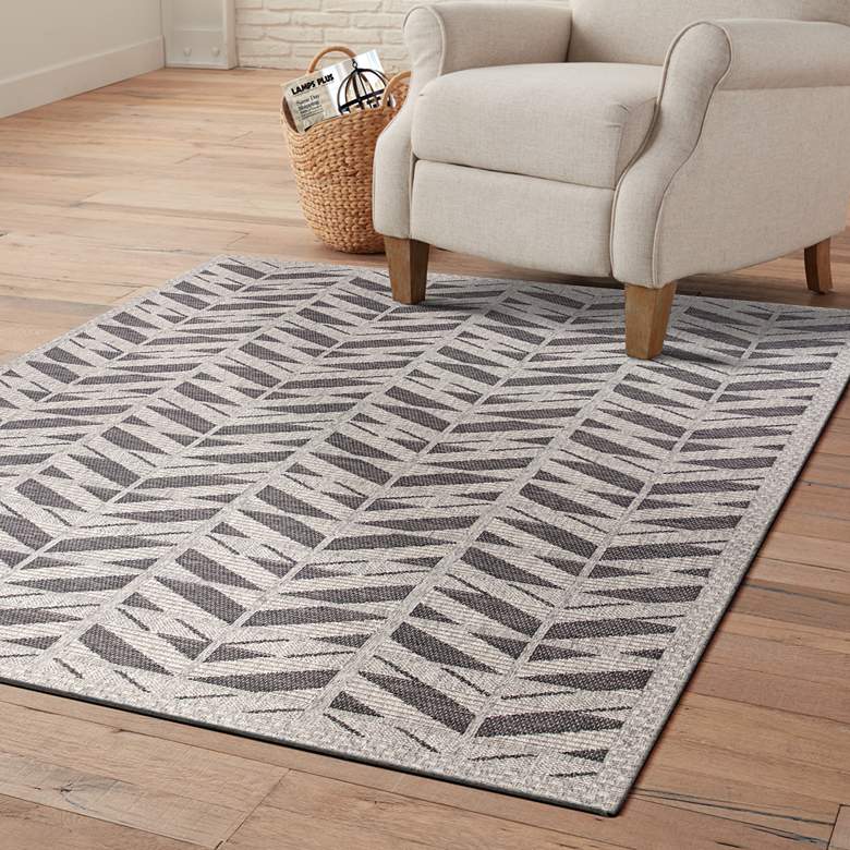 Image 1 Farmhouse 3200 5&#39;x7&#39;7 inch Gray Chevron Indoor-Outdoor Area Rug