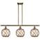 Farmhouse 36"W 3 Light Antique Brass Island Light w/ Clear and Brown S