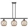 Farmhouse 36"W 3 Light Bronze Island Light w/ Clear and Brown Shade