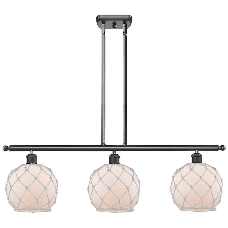 Image 1 Farmhouse 36"W 3 Light Bronze Island Light w/ White Shade