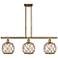 Farmhouse 36"W 3 Light Brushed Brass Island Light w/ Clear and Brown S