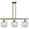 Farmhouse 36"W 3 Light Brushed Brass Island Light w/ Clear and White S