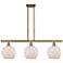 Farmhouse 36"W 3 Light Brushed Brass Island Light w/ White Shade