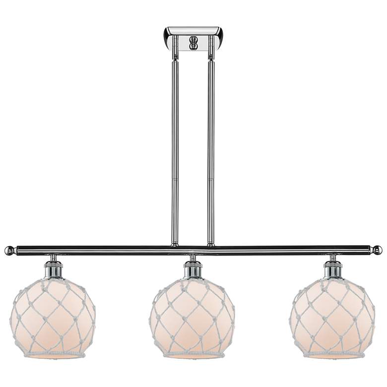 Image 1 Farmhouse 36"W 3 Light Chrome Island Light w/ White Shade