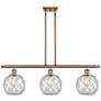 Farmhouse 36"W 3 Light Copper Island Light w/ Clear and White Shade