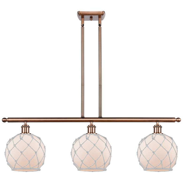 Image 1 Farmhouse 36"W 3 Light Copper Island Light w/ White Shade