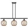 Farmhouse 36"W 3 Light Matte Black Island Light w/ Clear and Brown Sha