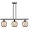 Farmhouse 36"W 3 Light Matte Black Island Light w/ Clear and Brown Sha