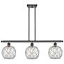 Farmhouse 36"W 3 Light Matte Black Island Light w/ Clear and White Sha
