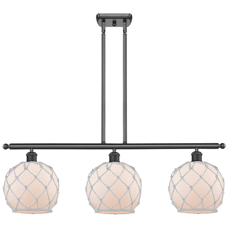 Image 1 Farmhouse 36"W 3 Light Matte Black Island Light w/ White Shade