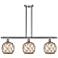 Farmhouse 36"W 3 Light Satin Nickel Island Light w/ Clear and Brown Sh