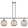 Farmhouse 36"W 3 Lt Polished Nickel Island Light w/ Clear and Brown Sh