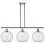 Farmhouse 36"W 3 Lt Polished Nickel Island Light w/ Clear and White Sh