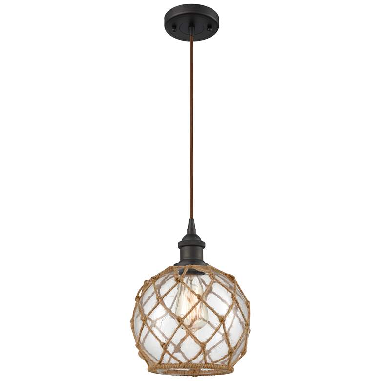 Image 1 Farmhouse 8" LED Mini Pendant - Oil Rubbed Bronze - Clear Glass - Brow
