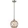 Farmhouse 8" LED Mini Pendant - Satin Nickel - Clear Glass - Brown