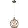 Farmhouse 8" LED Mini Pendant - Satin Nickel - Clear Glass - Brown