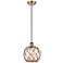Farmhouse 8"W Cord Hung Antique Brass Mini Pendant w/ Clear and Brown