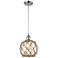 Farmhouse 8"W Cord Hung Chrome Mini Pendant w/ Clear and Brown Shade