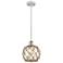 Farmhouse 8"W Corded White and Chrome Mini Pendant w/ Clear and Brown 