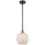 Farmhouse 8"W Stem Hung Black Brass Mini Pendant w/ White Shade