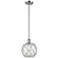 Farmhouse 8"W Stem Hung Chrome Mini Pendant w/ Clear and White Shade