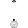 Farmhouse 8"W Stem Hung Matte Black Mini Pendant w/ Clear and White Sh
