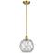 Farmhouse 8"W Stem Hung Satin Gold Mini Pendant w/ Clear and White Sha
