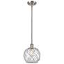 Farmhouse 8"W Stem Hung Satin Nickel Mini Pendant w/ Clear and White S