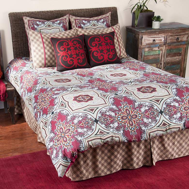 Image 1 Farmhouse Cotton Satin 3-Piece Queen Comforter Bedding Set