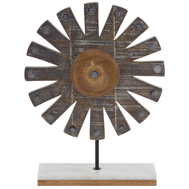 Image 1 Farmhouse Distressed Gray 18 inch High Wooden Windmill Sculpture