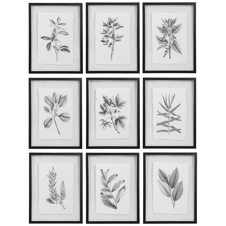 Image 2 Farmhouse Florals 23" High 9-Piece Framed Wall Art Set