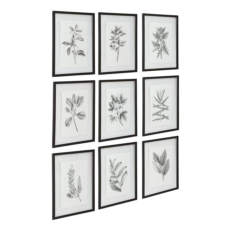 Image 4 Farmhouse Florals 23" High 9-Piece Framed Wall Art Set more views
