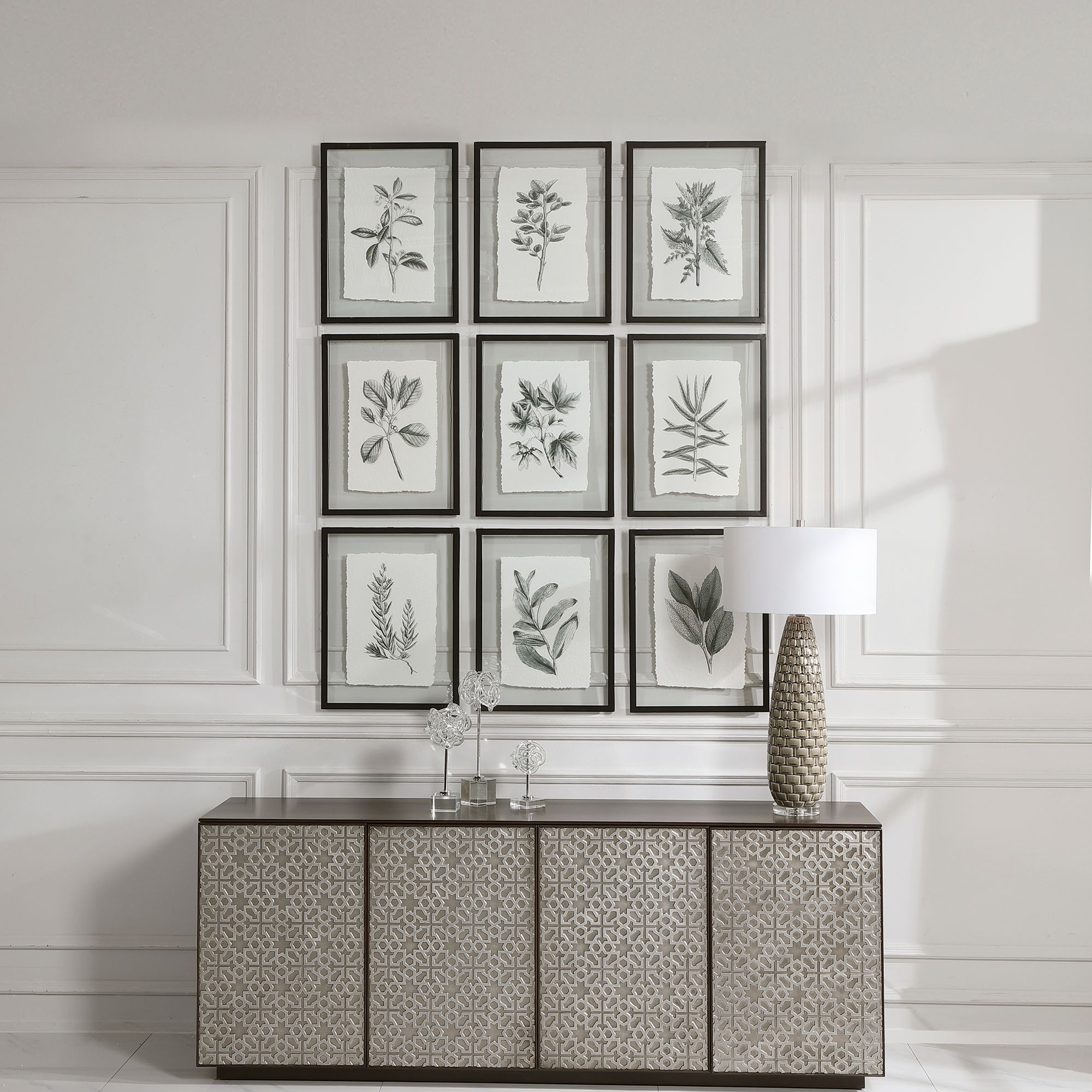 Image 7 Farmhouse Florals 23" High 9-Piece Framed Wall Art Set more views