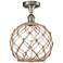 Farmhouse Rope 10"W Brushed Nickel Semi Flush Mount Clear and Brown Sh