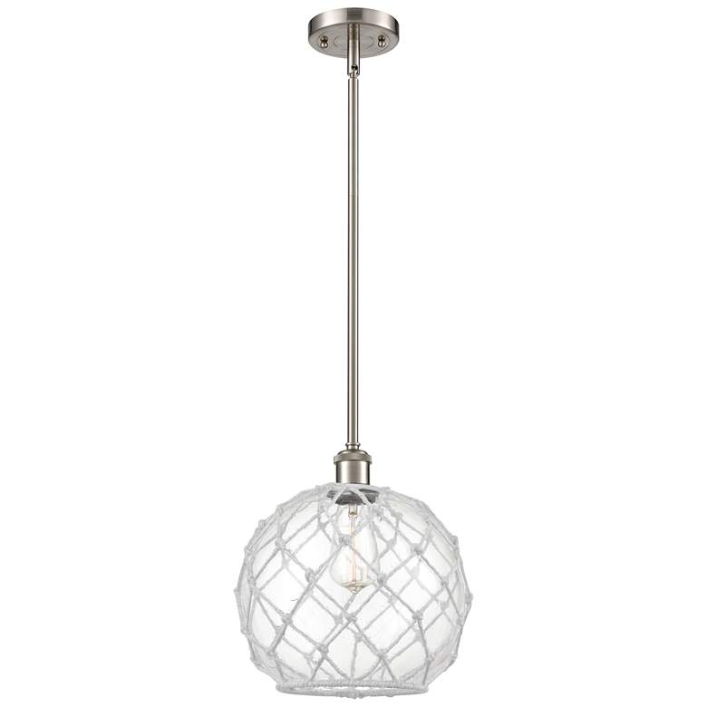 Image 1 Farmhouse Rope 10"W Brushed Nickel Stem Mini Pendant Clear and White S