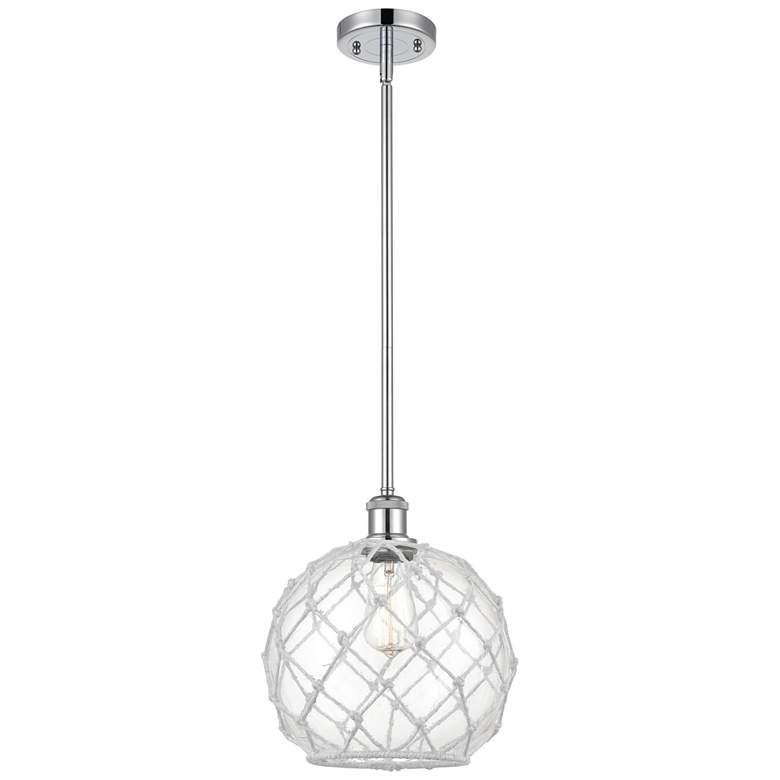 Image 1 Farmhouse Rope 10"W Chrome Stem Mini Pendant w/ Clear and White Rope S